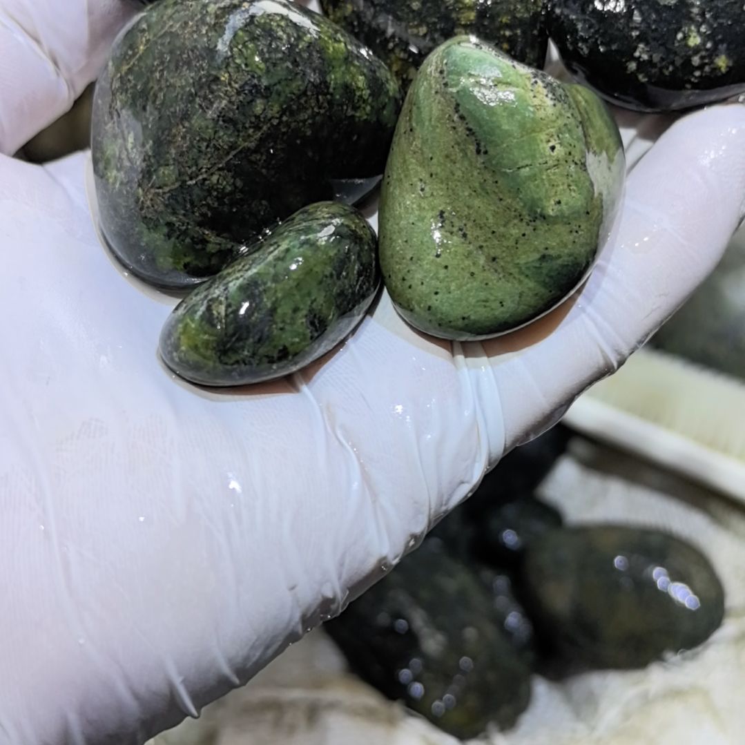 绿***荷藏玉药王石原石6个