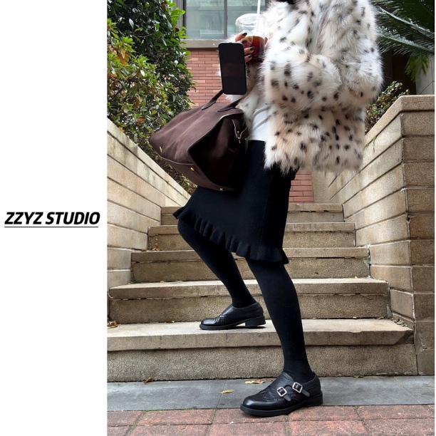 【ZZYZ】“野生豹纹”复古时髦设计感貉子毛豹纹P草毛毛外套