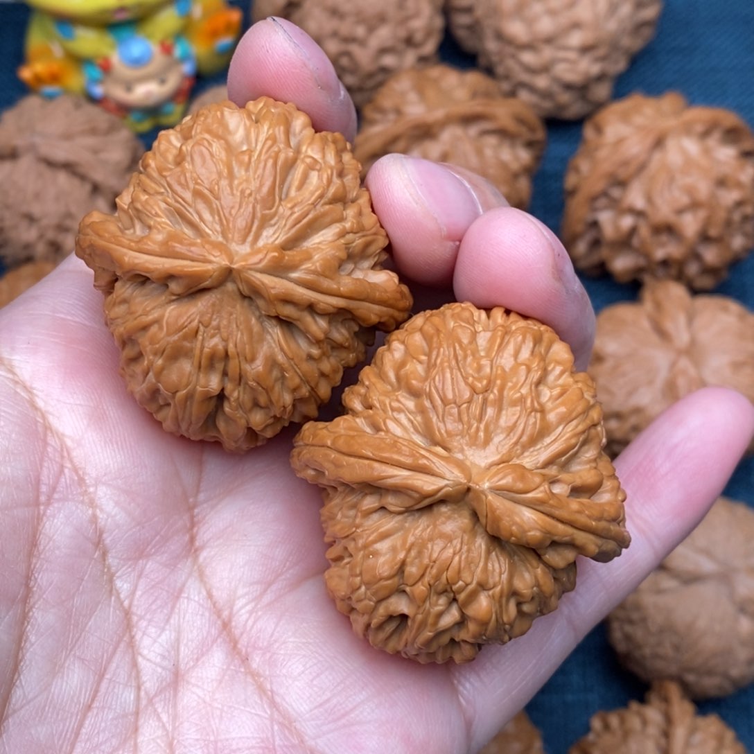 文玩核桃把件40精品红皮球白全品