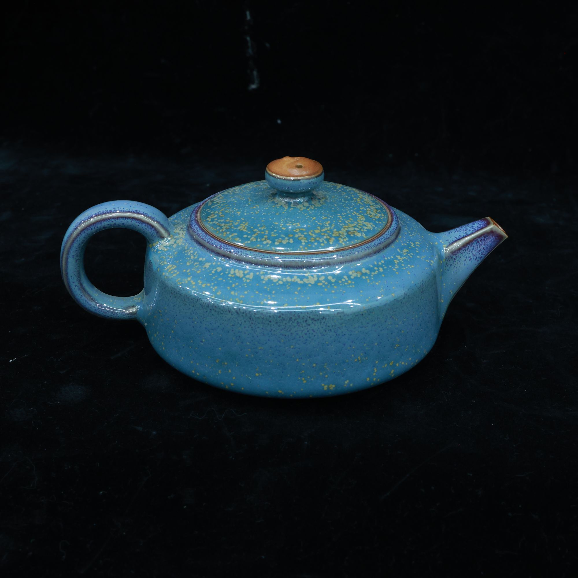 【周盘壶】钧瓷茶壶炉钧金斑釉功夫茶具