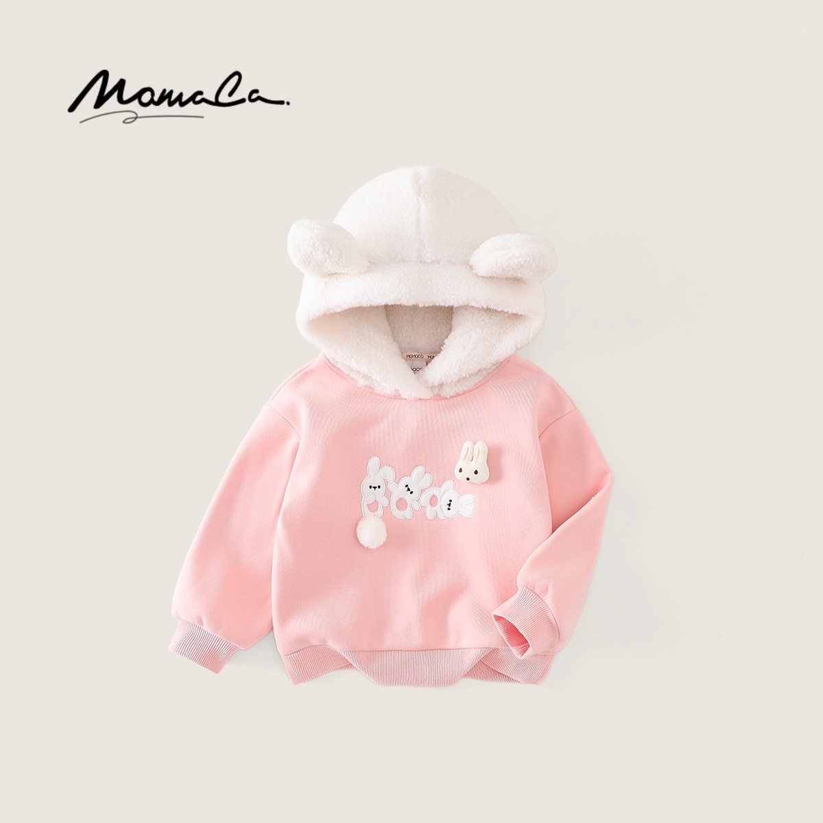 MOMOCO冬季新款女童可爱玩偶加绒卫衣77880232005