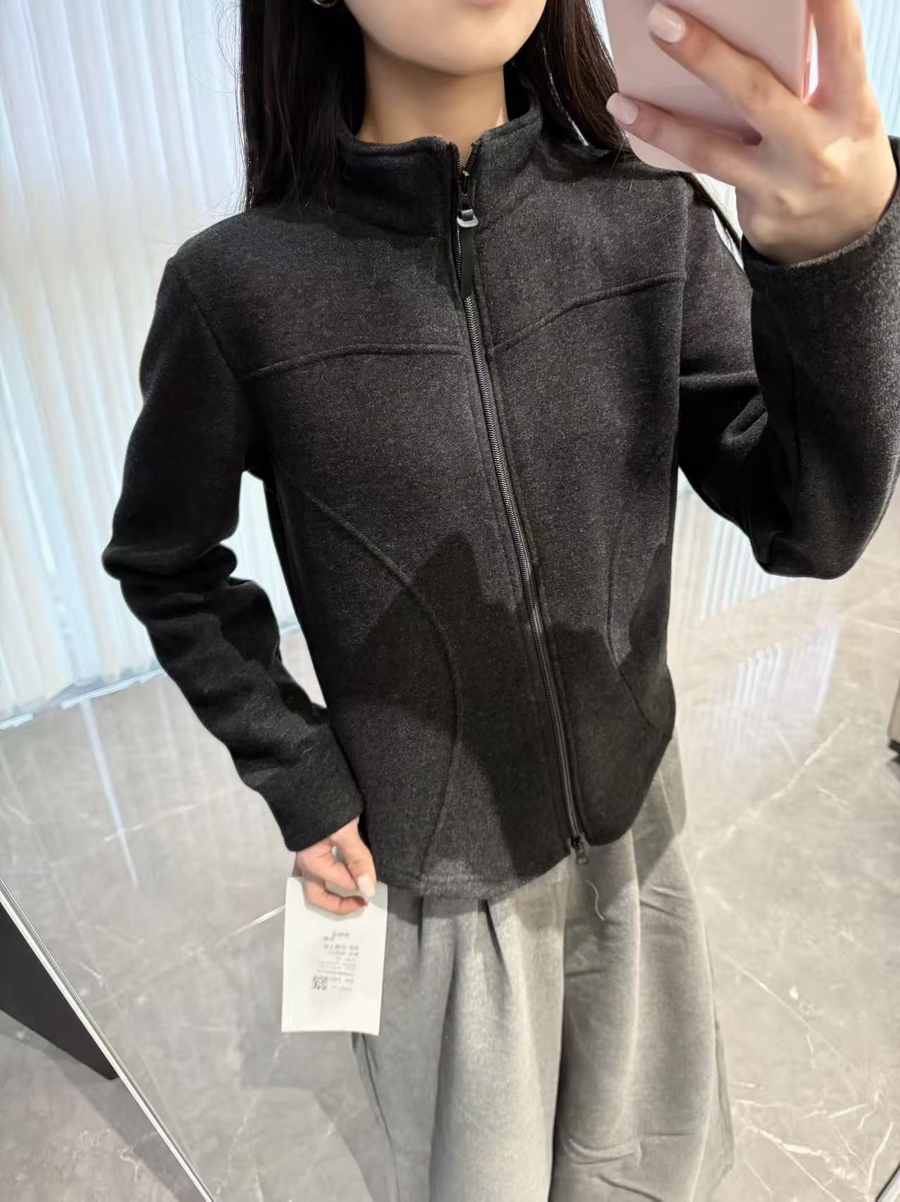 BWJ－【小蛮腰开衫】长袖立领小蛮腰秋冬防风女修身型加绒短外套内搭