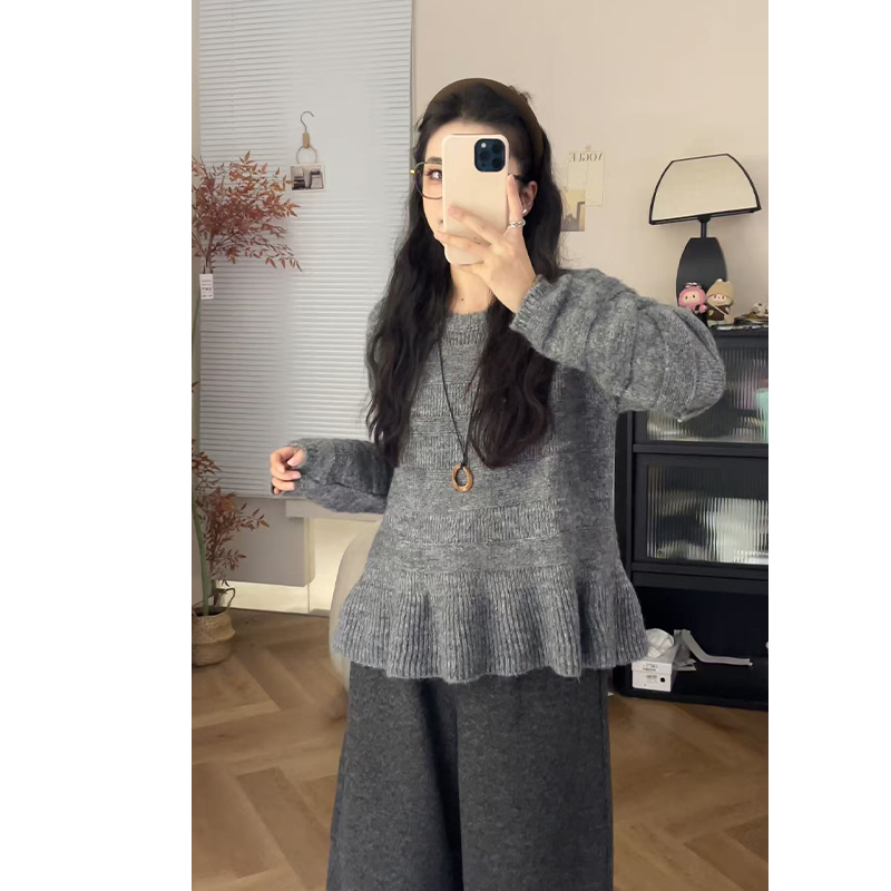 ER.XIN-’花摆花园‘-花摆设计圆领套头毛衣 百搭好看韩系女主