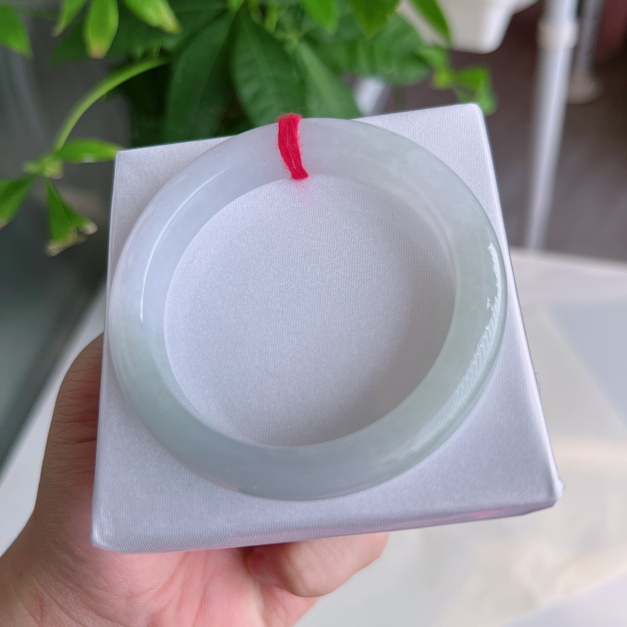 【手机实拍0色差】缅甸翡翠A货冰种半山水冰透胶感正圈53小圈口手镯