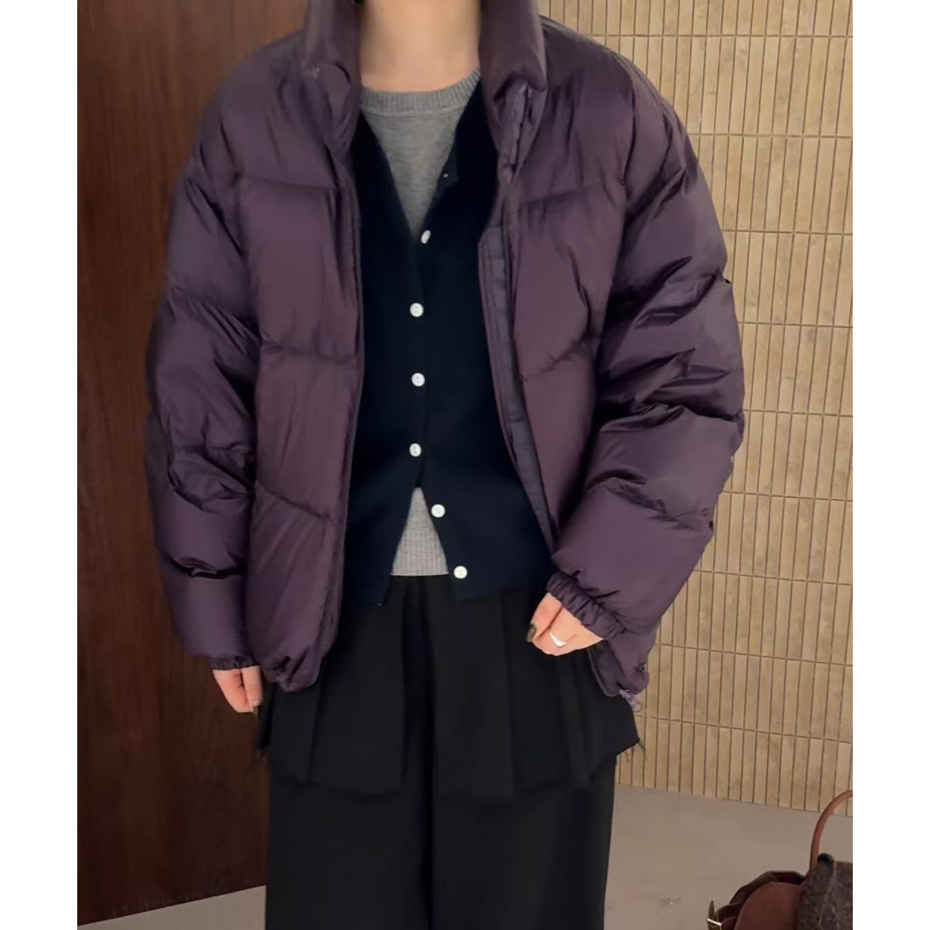 新款韩版简约纯色百搭时尚面包羽绒服A7035A1