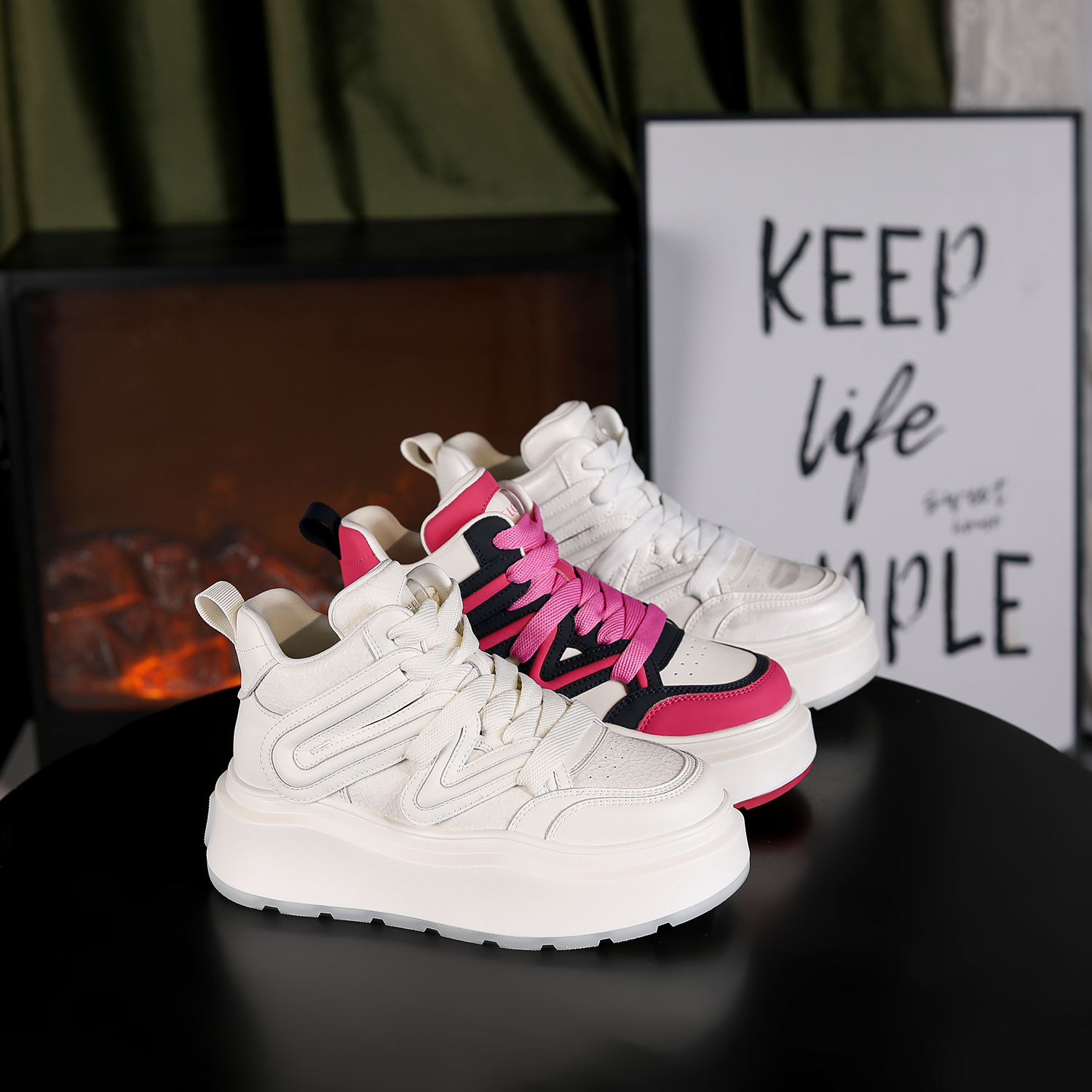 【兰兰】时尚厚底增高6cm潮流百搭女士高帮鞋 10D872