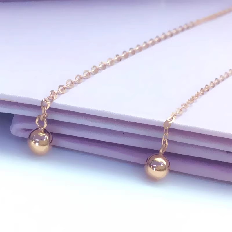 14K玫瑰金珠球耳线时尚百搭