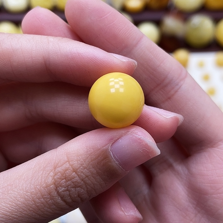 琥珀未镶嵌裸石14.6mm氧化圆珠瑕