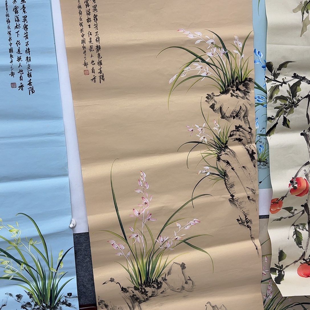 国画国画立体兰花