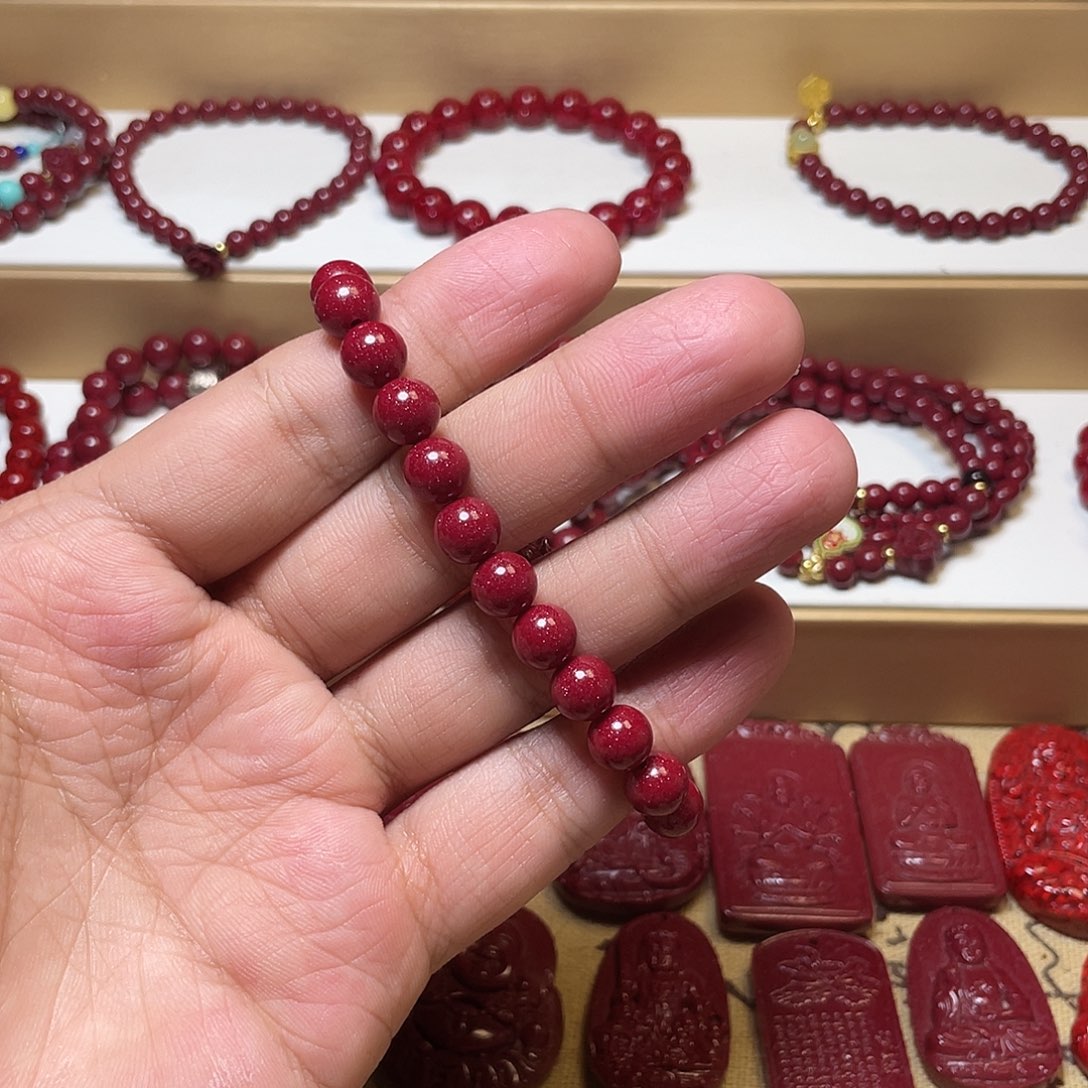 天然辰砂紫金砂8mm