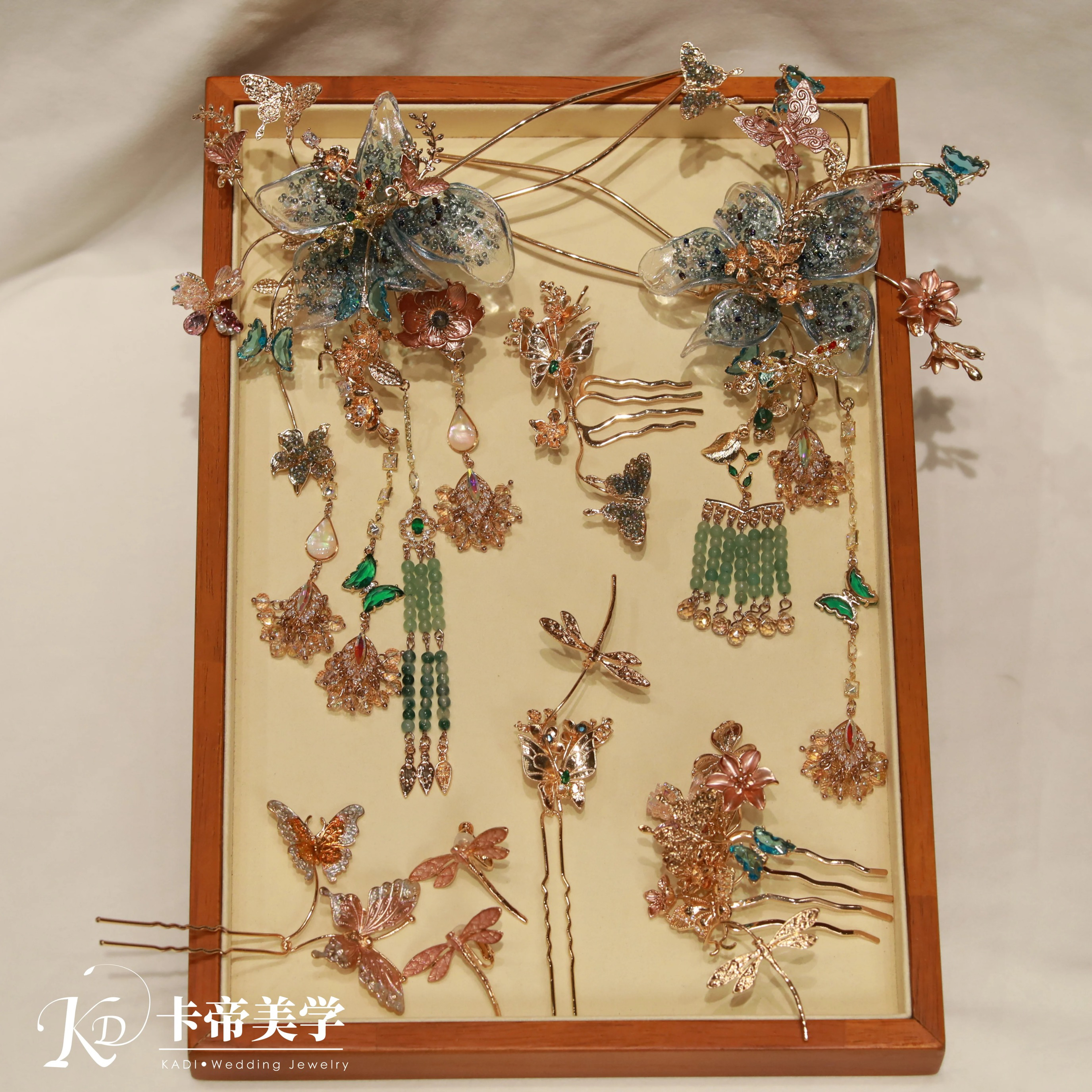 合金仿水晶婚庆饰品 12679浅色蓝色中式分体秀和撞色百搭款