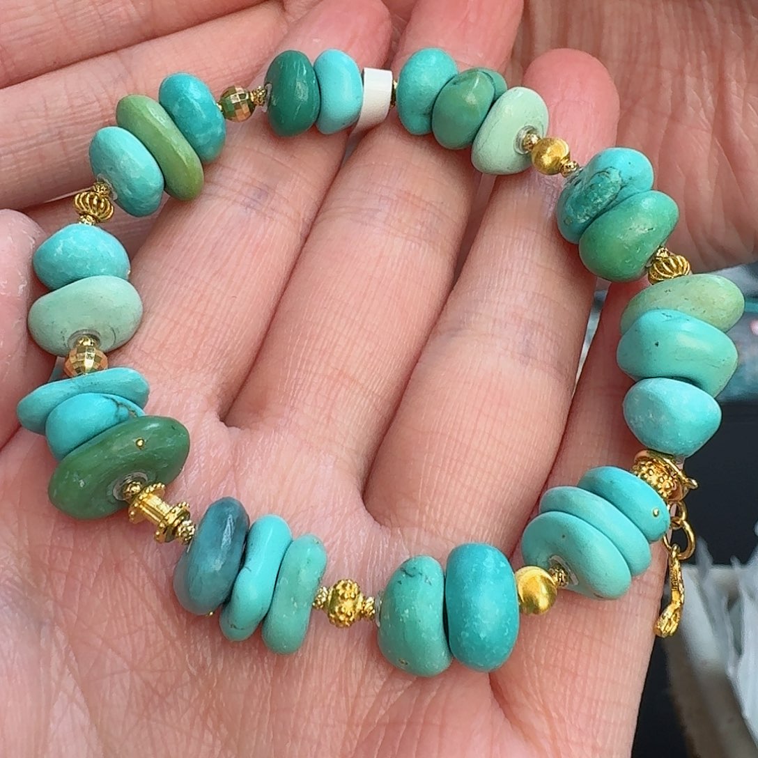 绿松石珠宝奇石18K金镶嵌