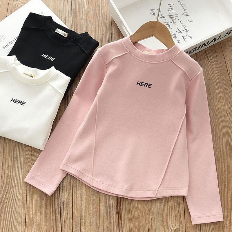 女童圆领德绒加绒打底衫秋冬中大童内搭儿童加厚长袖T恤春秋上衣