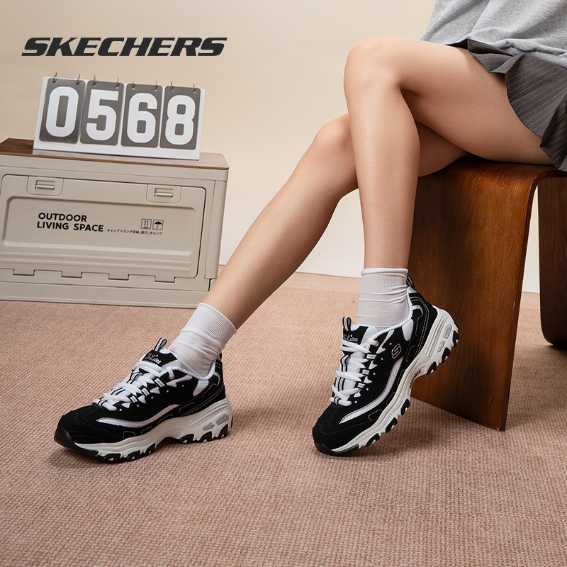 【门店款】斯凯奇女鞋黑白经典一代熊猫鞋秋冬厚底增高老爹鞋休闲鞋