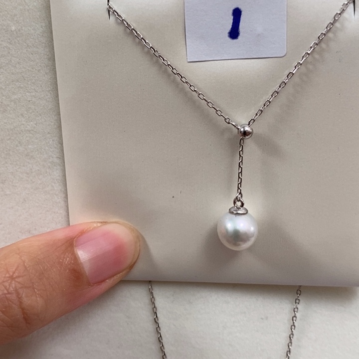 淡水珍珠颈饰银S925镶嵌8-9Y字链