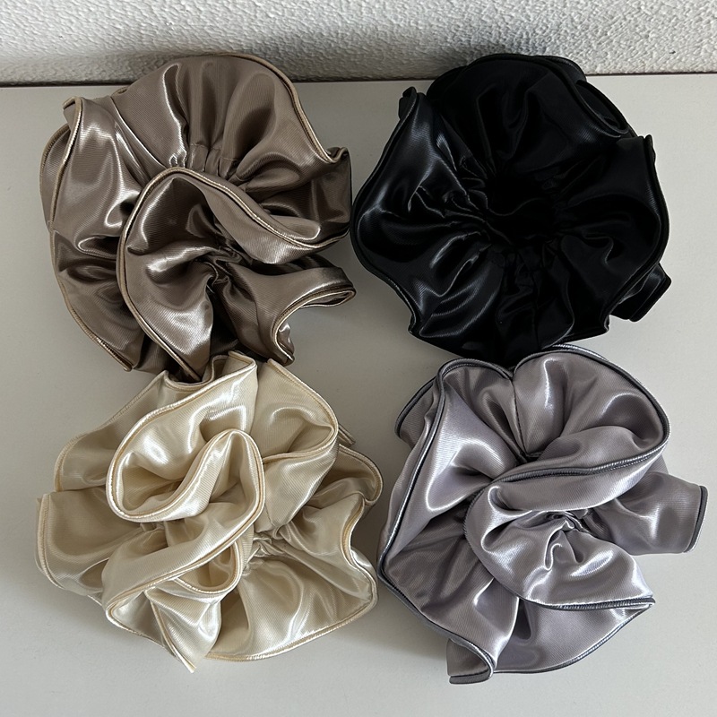 韩版高级感大号双层缎面包边大肠发圈女气质头花扎马尾发绳头花女