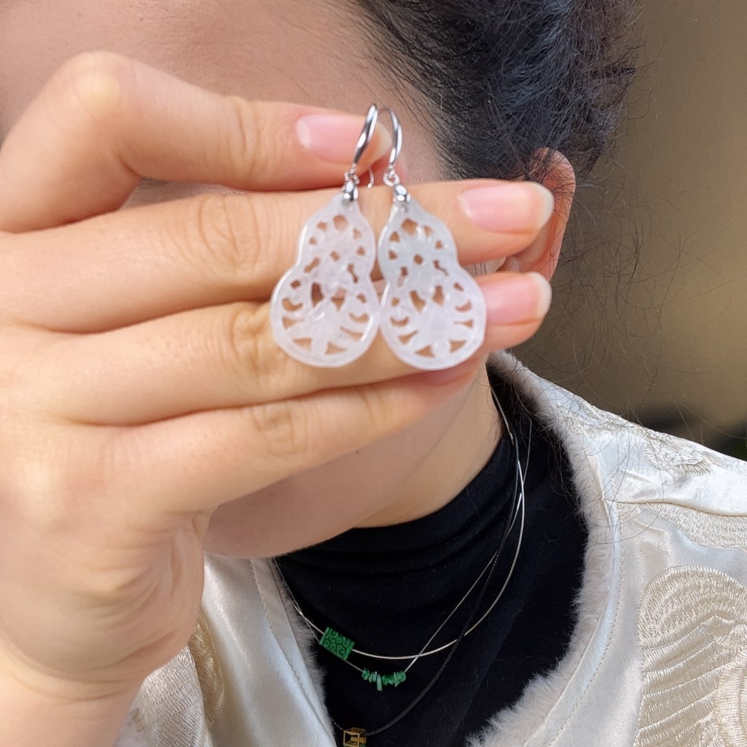 翡翠银S925镶嵌耳饰天然翡翠