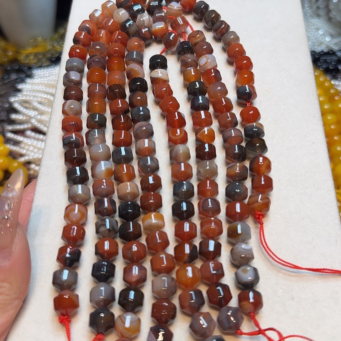 玛瑙/玉髓合金珠宝半成品战国红玛瑙路路通一条10mm