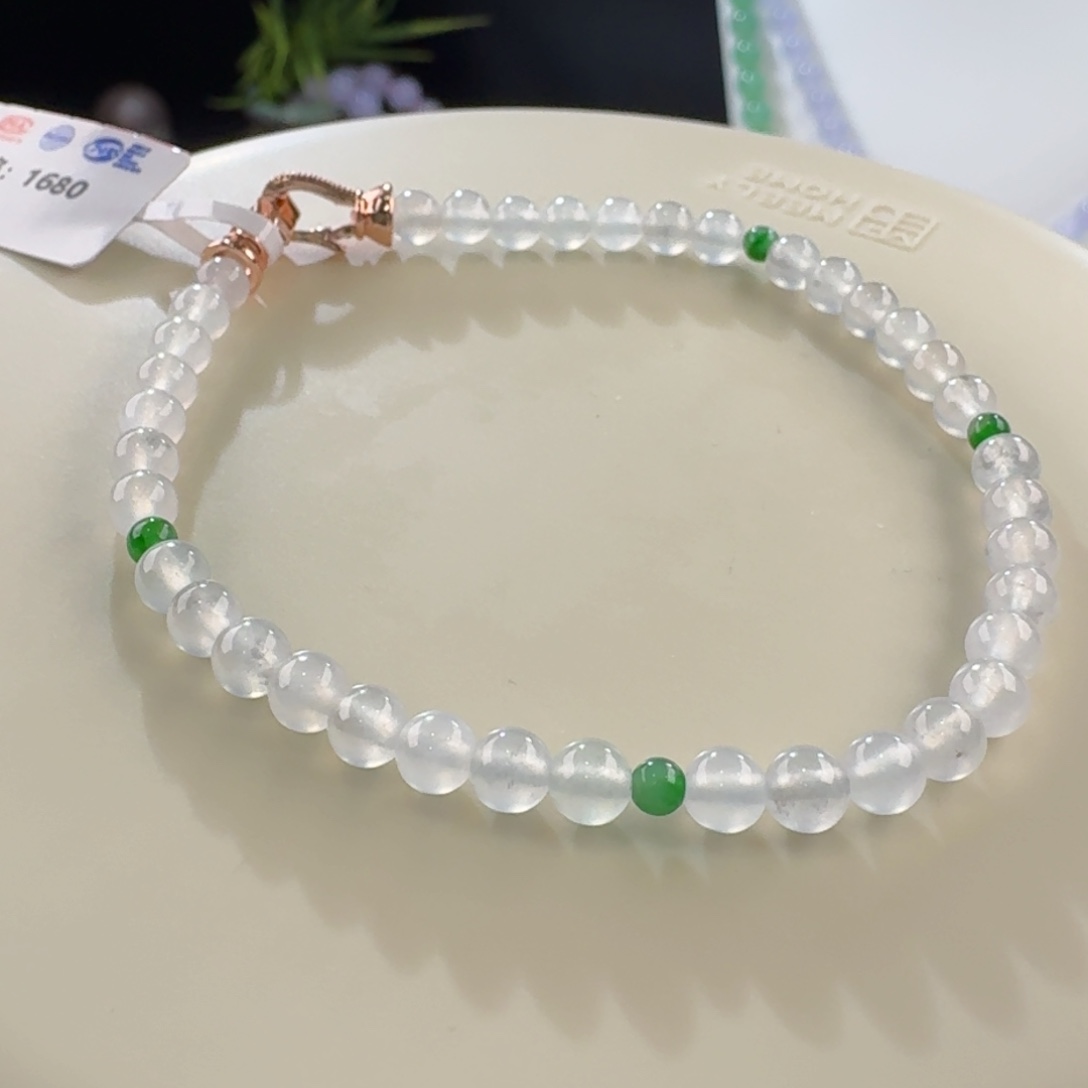翡翠手链未镶嵌白冰单圈