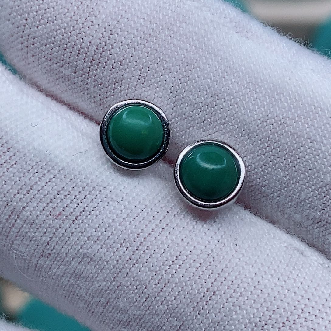 绿松石耳饰银S925镶嵌