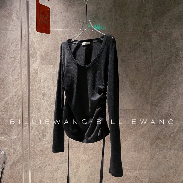 BW独立设计师高定系列｜高级灰性感UV领羊毛抽绳上衣