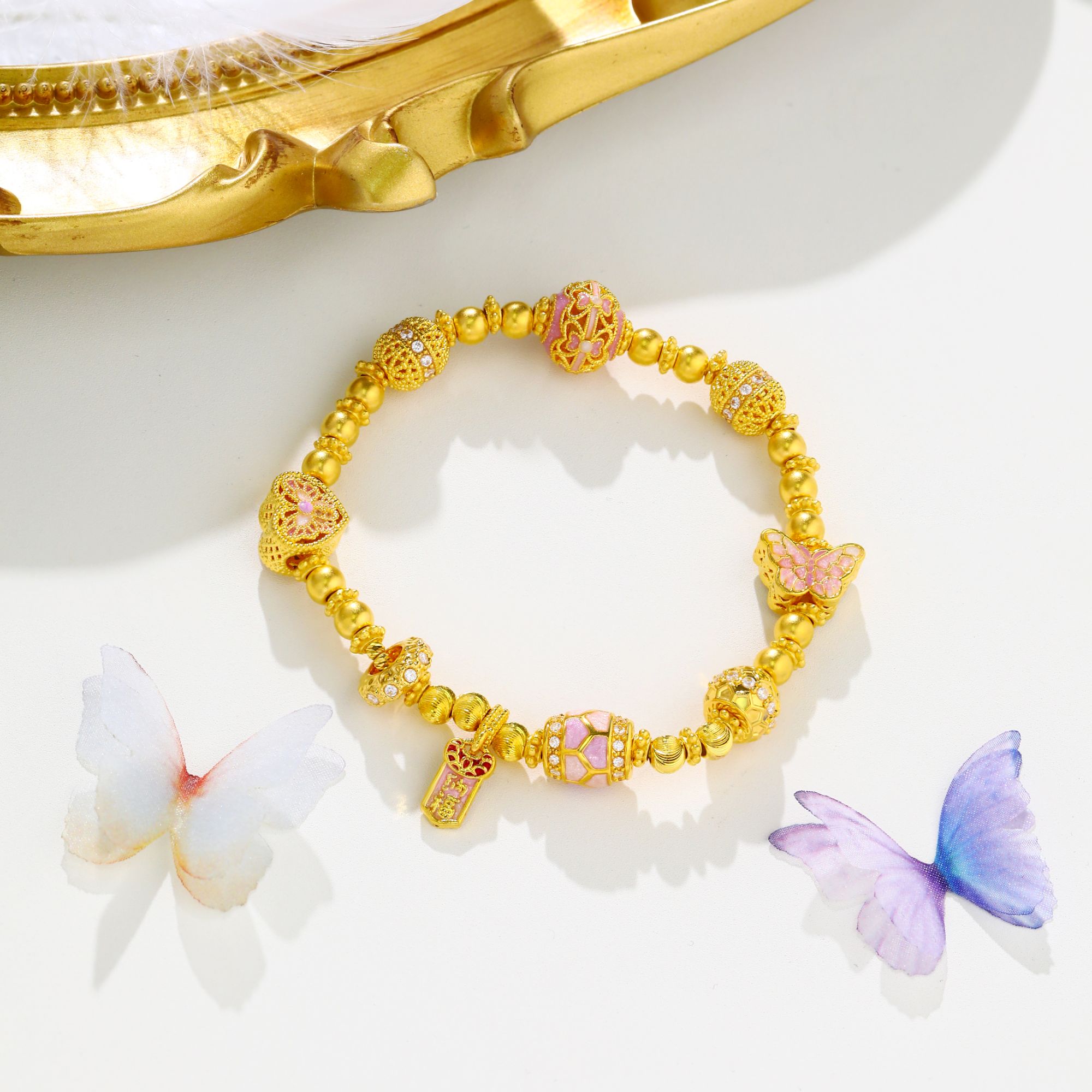 阿敏-【现】福蝶自来点钻手串，微硬金足金手串 （附加630/330）