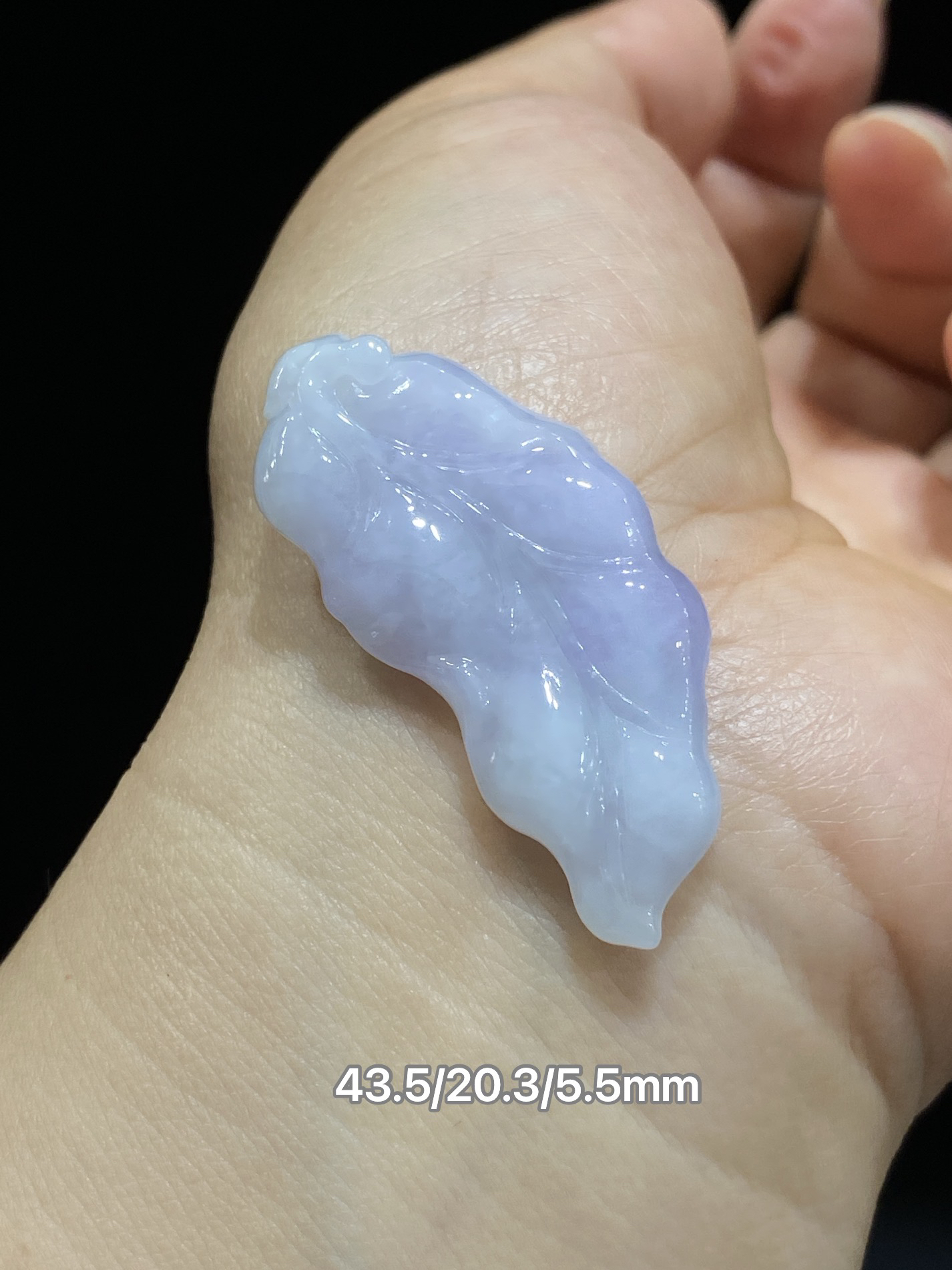 缅甸翡翠A货随形紫罗兰叶子玉叶手工精雕挂件项坠天然玉石包邮证