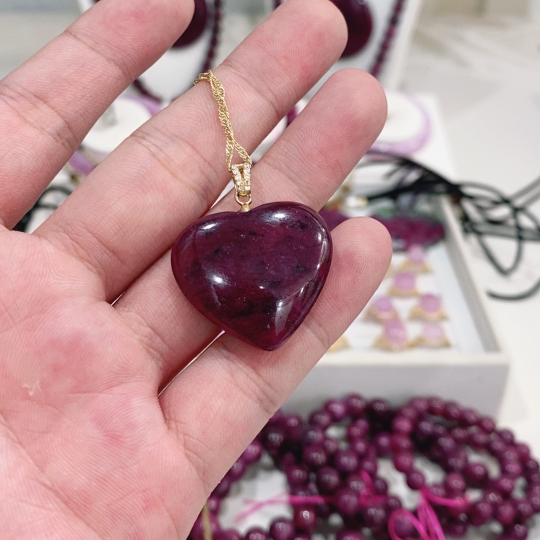 吊坠银S925镶嵌红宝石