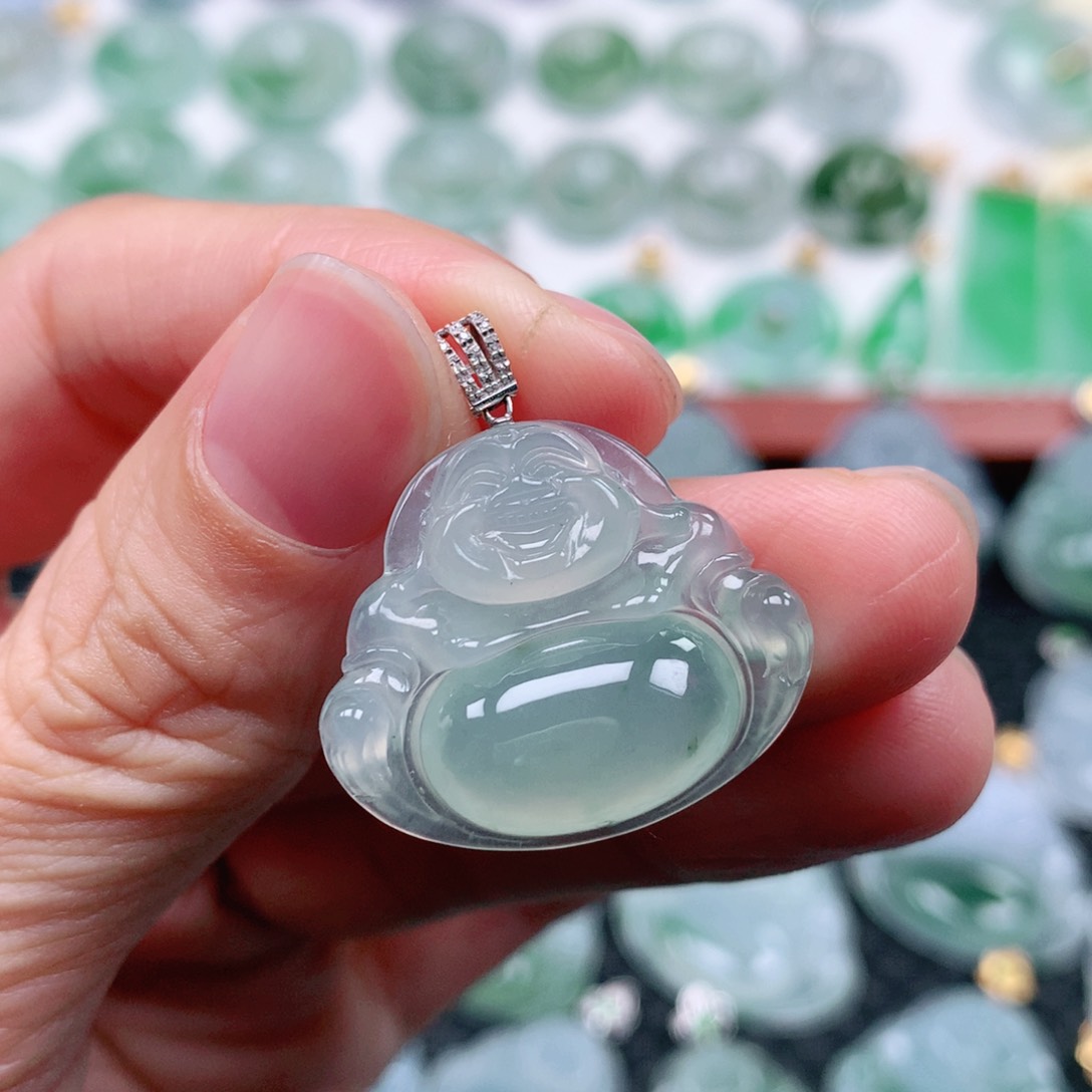 翡翠吊坠(不含链)18K金镶嵌