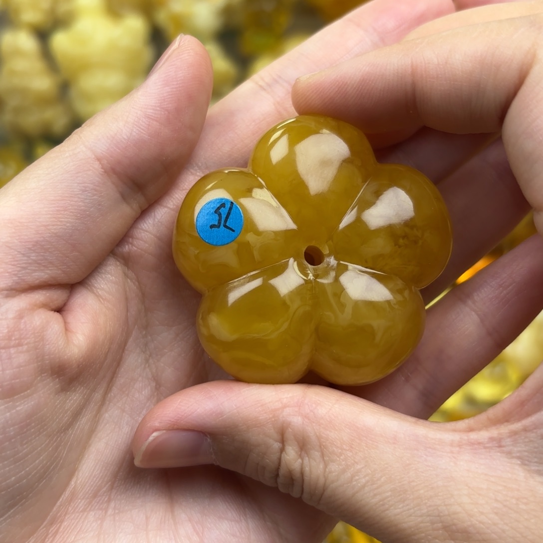 未镶嵌蜜蜡裸石蜜蜡花花打孔不退不换