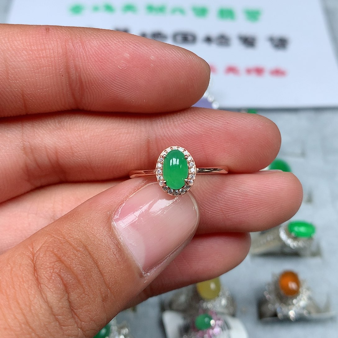 翡翠银S925镶嵌戒指65号