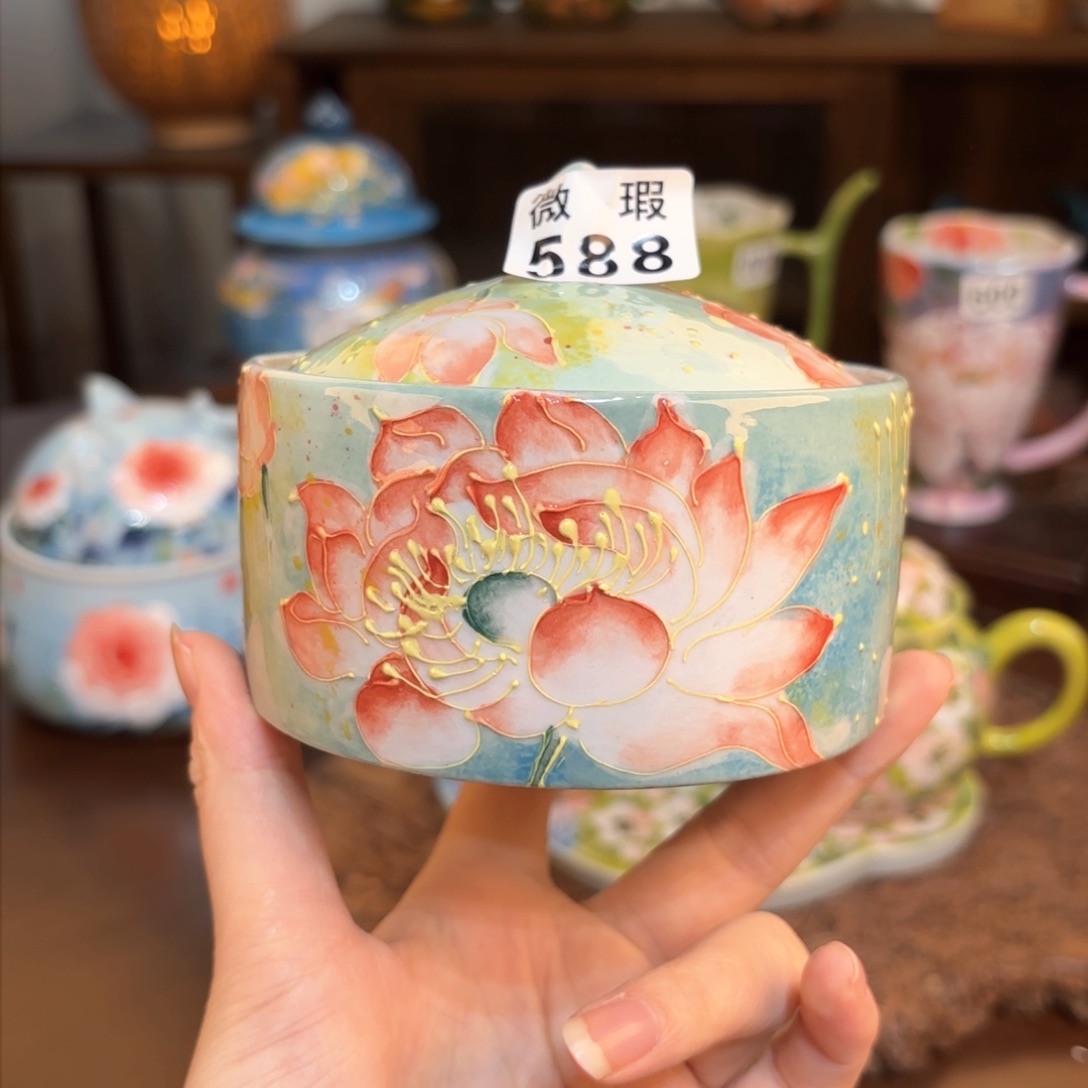 果*麻景德镇手绘高温釉下彩陶瓷茶具