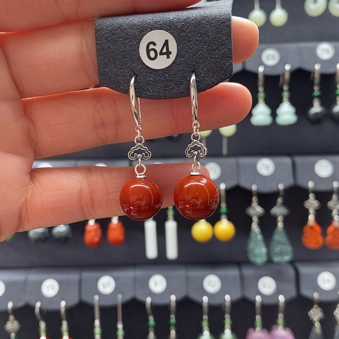 玛瑙/玉髓银S925镶嵌耳坠