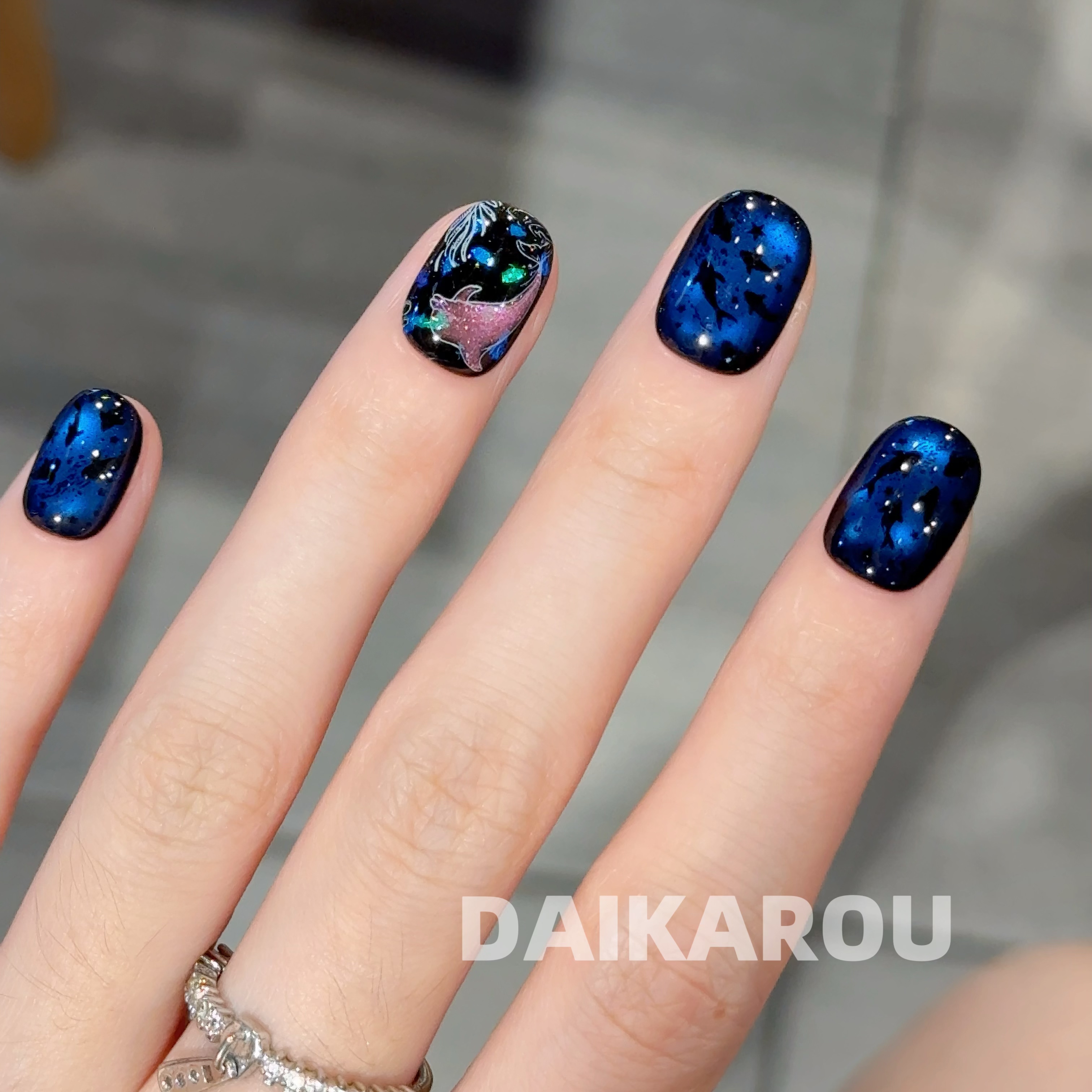 鲸豚逐光 黛卡柔 预售 新甲型 短椭圆 中椭圆手工穿戴甲10片