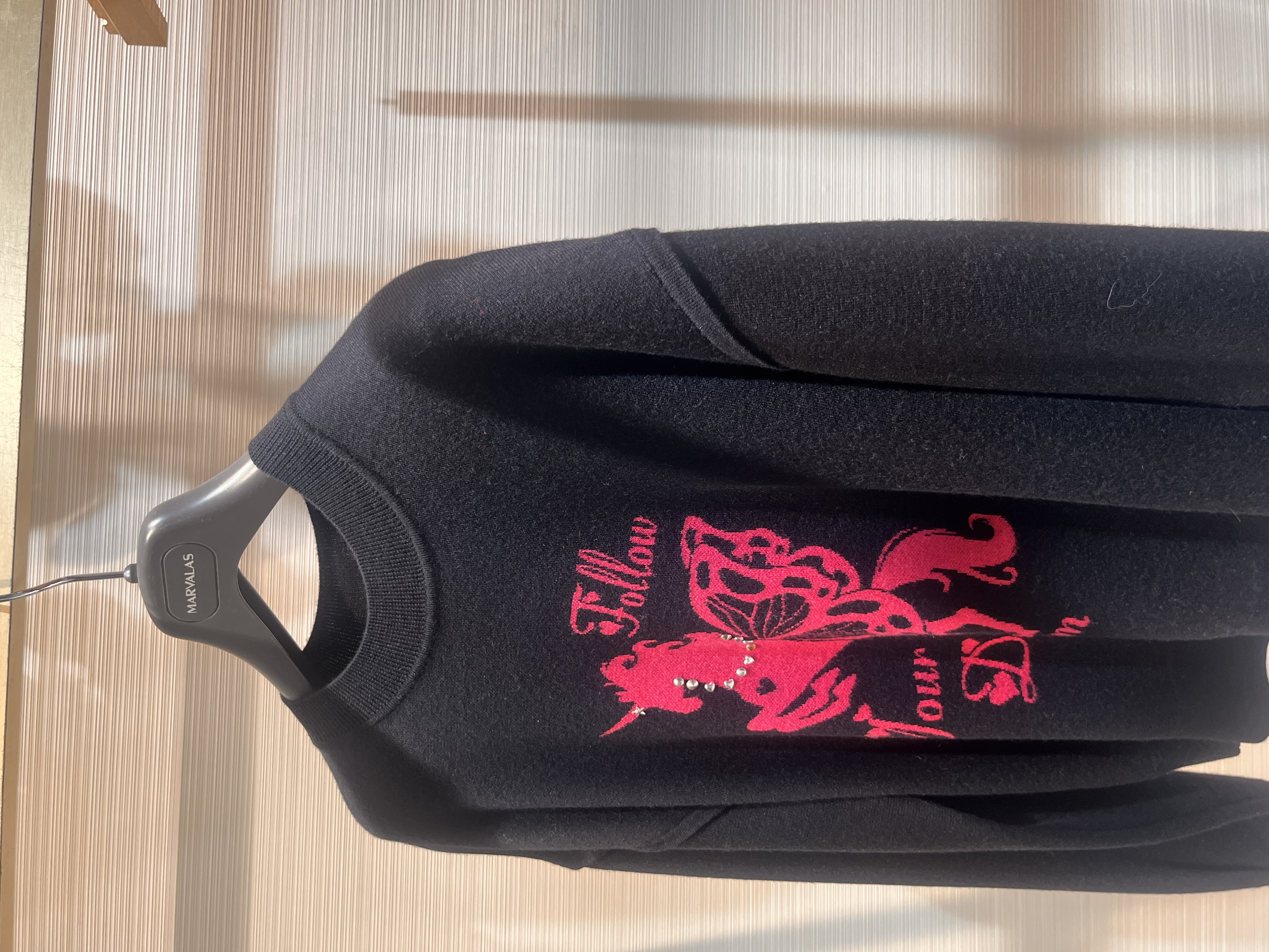 华家曼冬款厚款花朵女圆领针织绒衫印花宽松H733315915