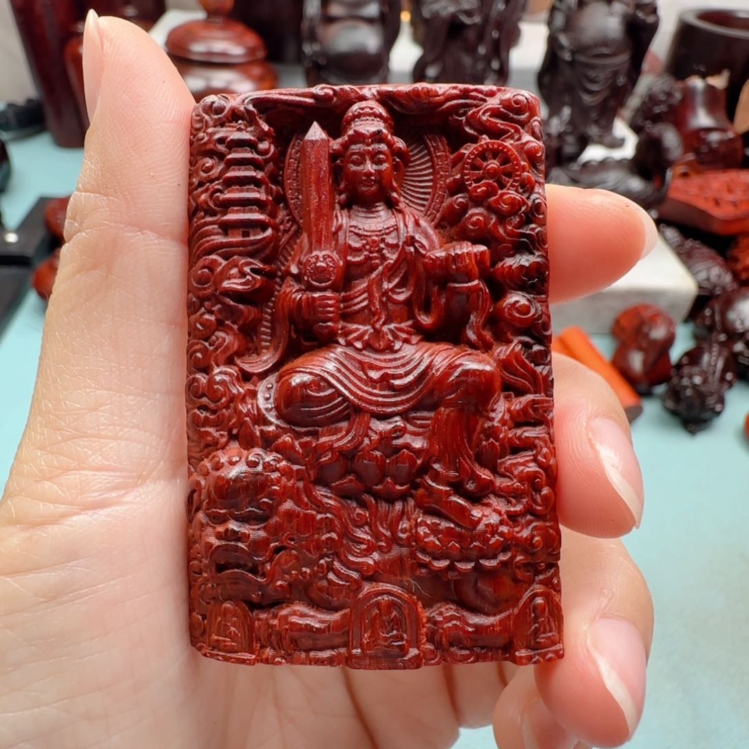 小叶紫檀把件文殊菩萨