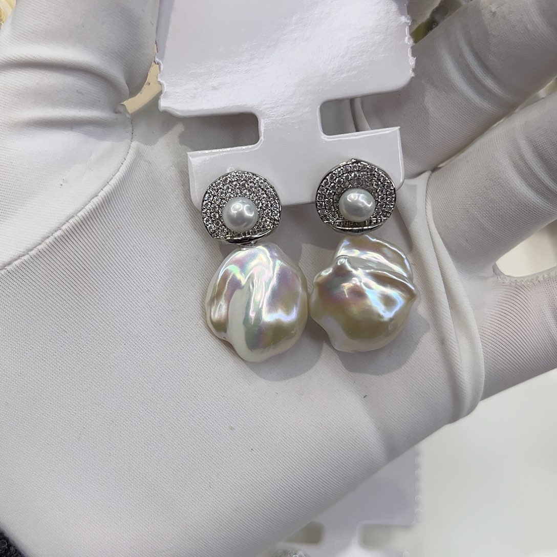 合金淡水珍珠耳饰