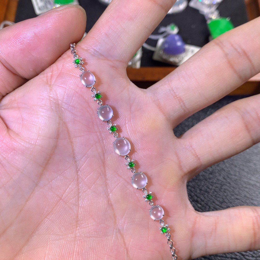 翡翠18K金镶嵌手链翡翠