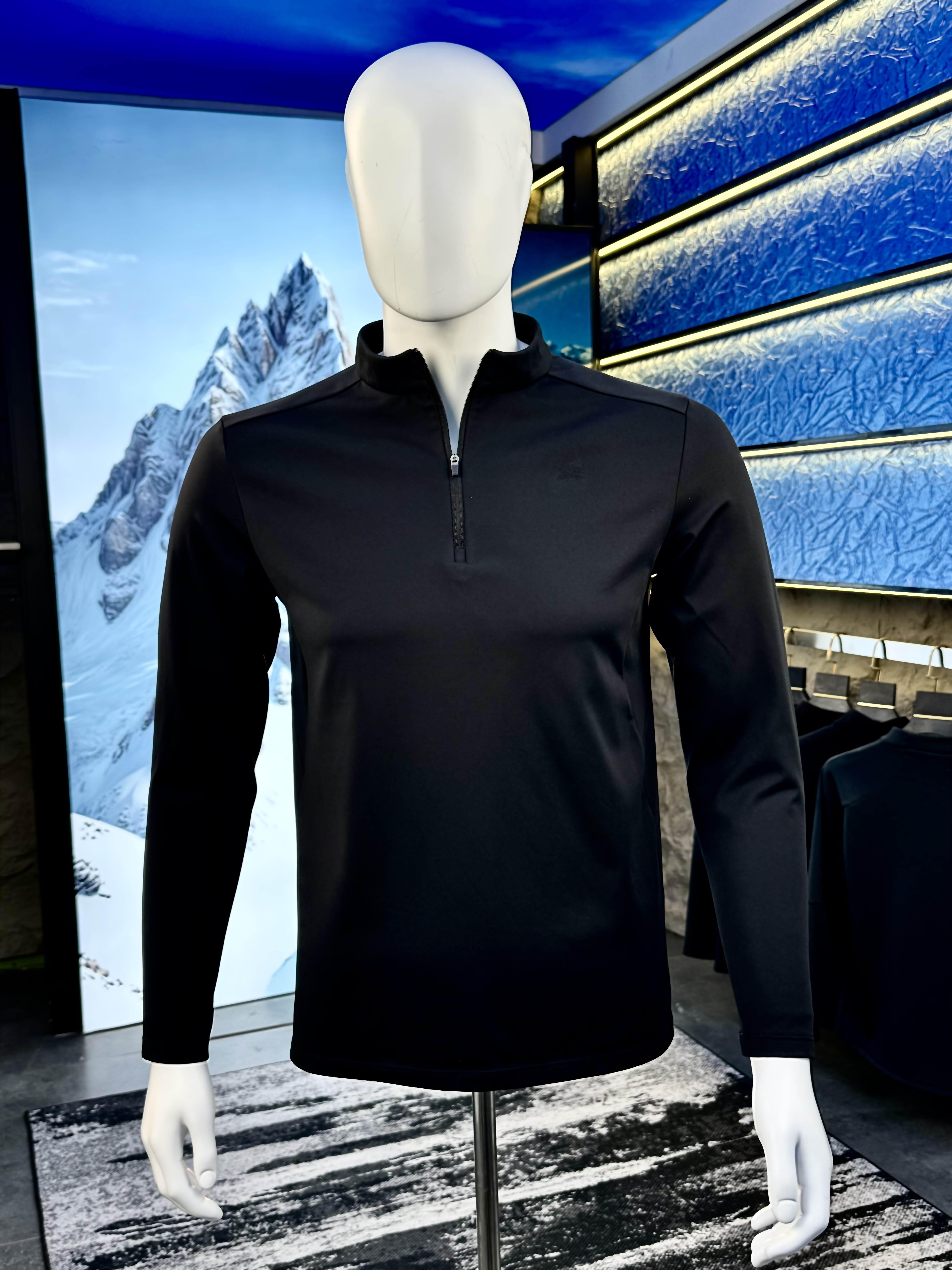 长袖套头半拉链款修身型户外半高领套头修身保暖半拉链