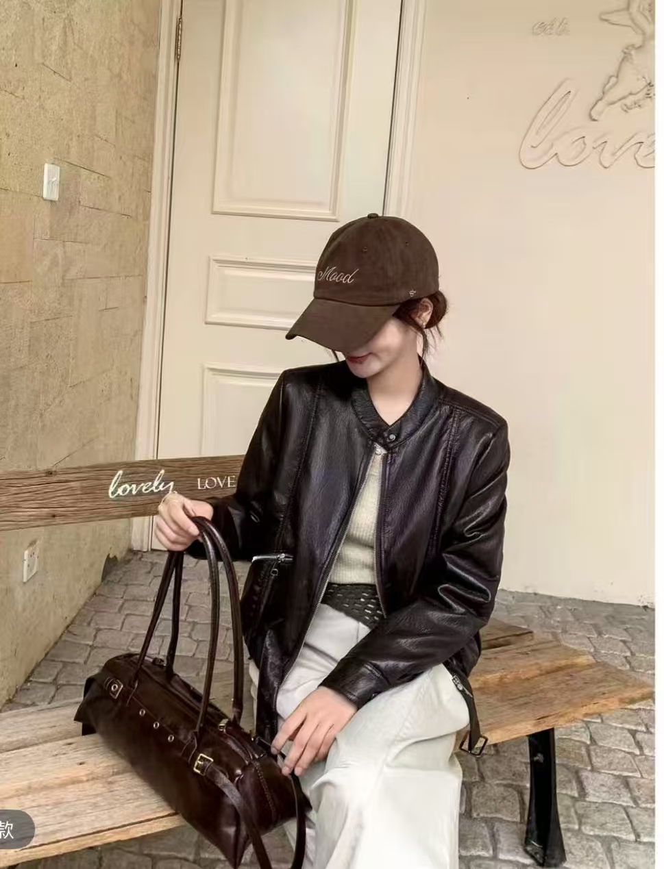 aBL滨莉家【516】复古美式时髦软皮小立领个性加厚皮外套