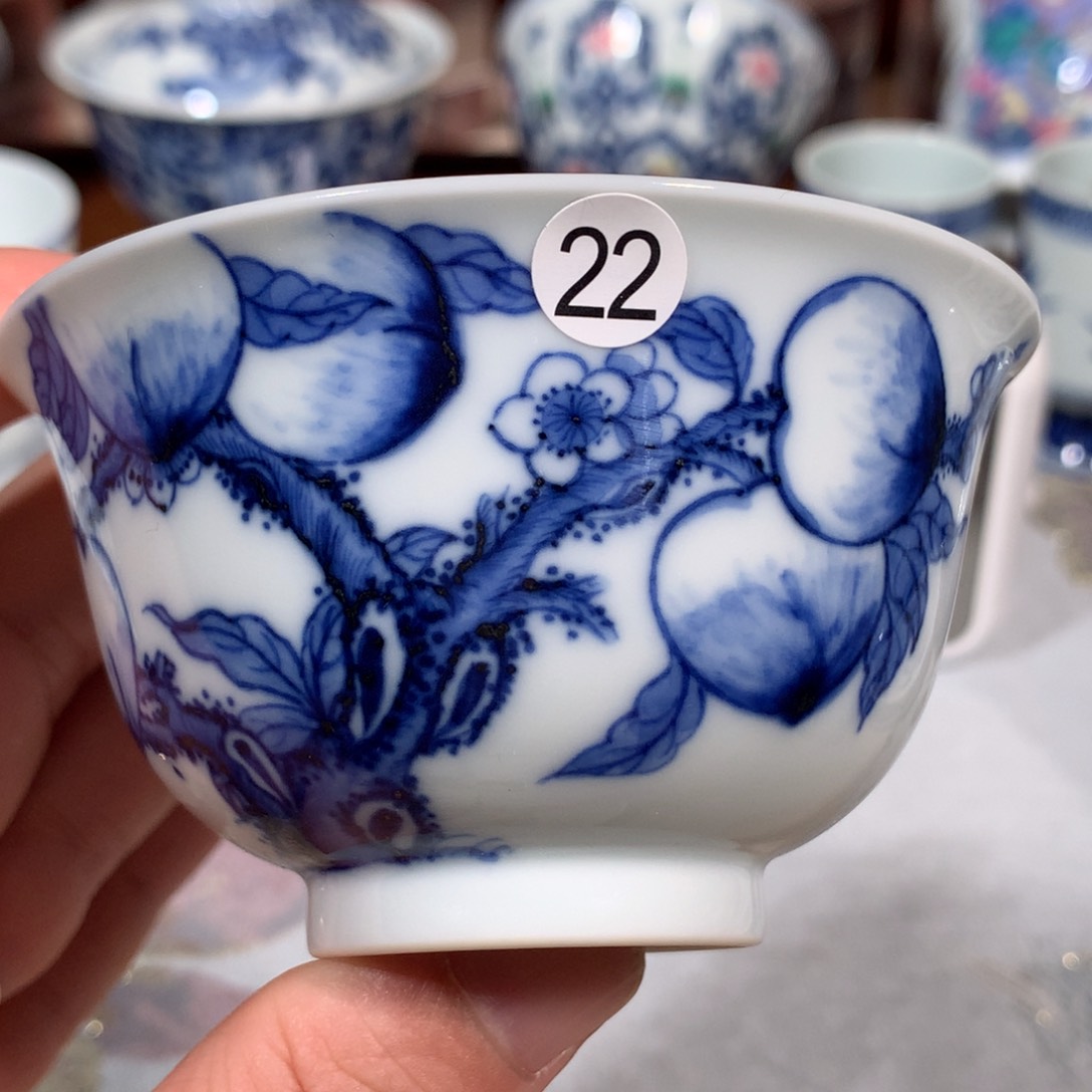 杯子镏**月22青花桃子主人杯一只