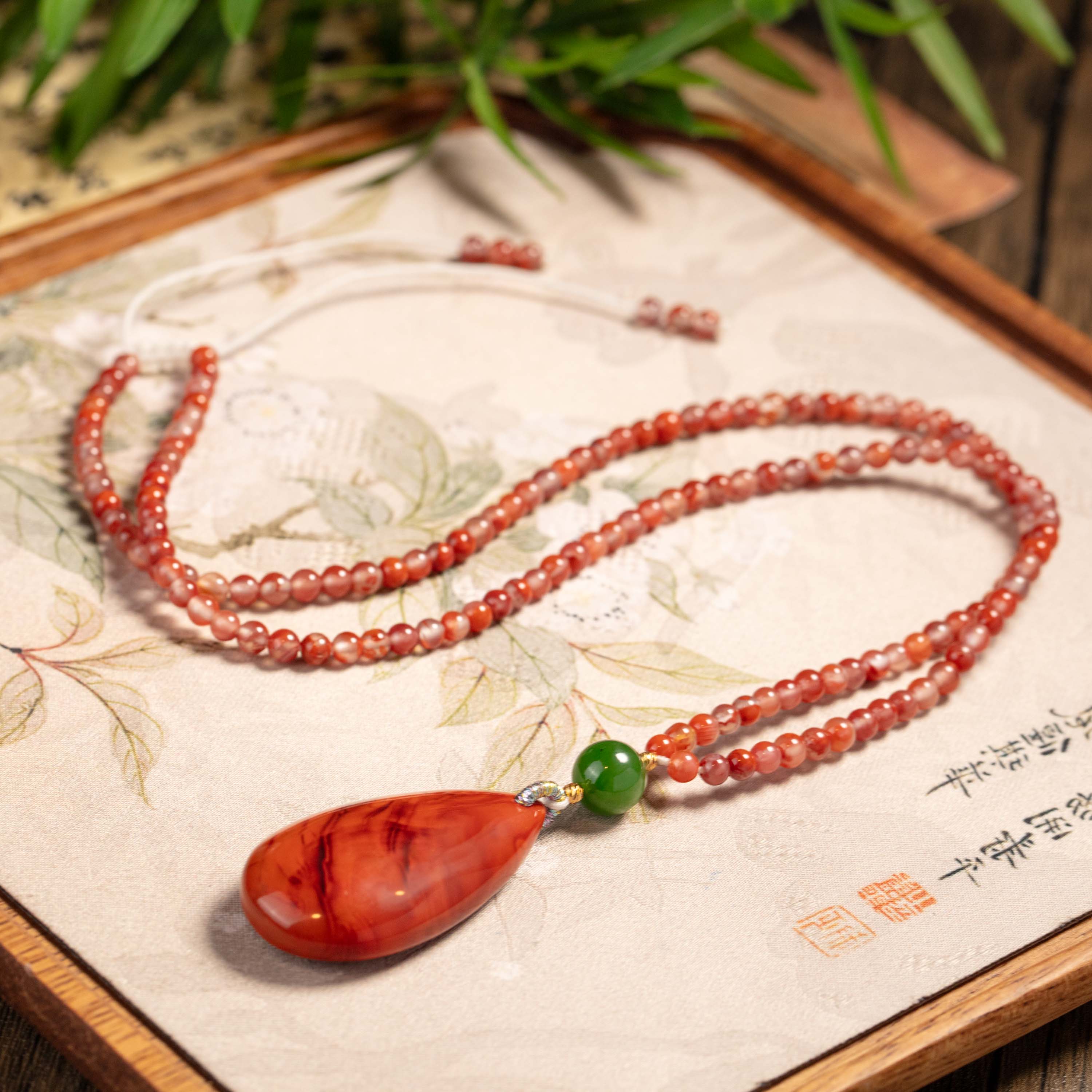 南红水滴吊坠项链约40*21*9mm 多样性发一#B1592288