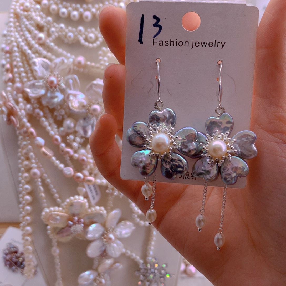 淡水珍珠未镶嵌发夹耳环