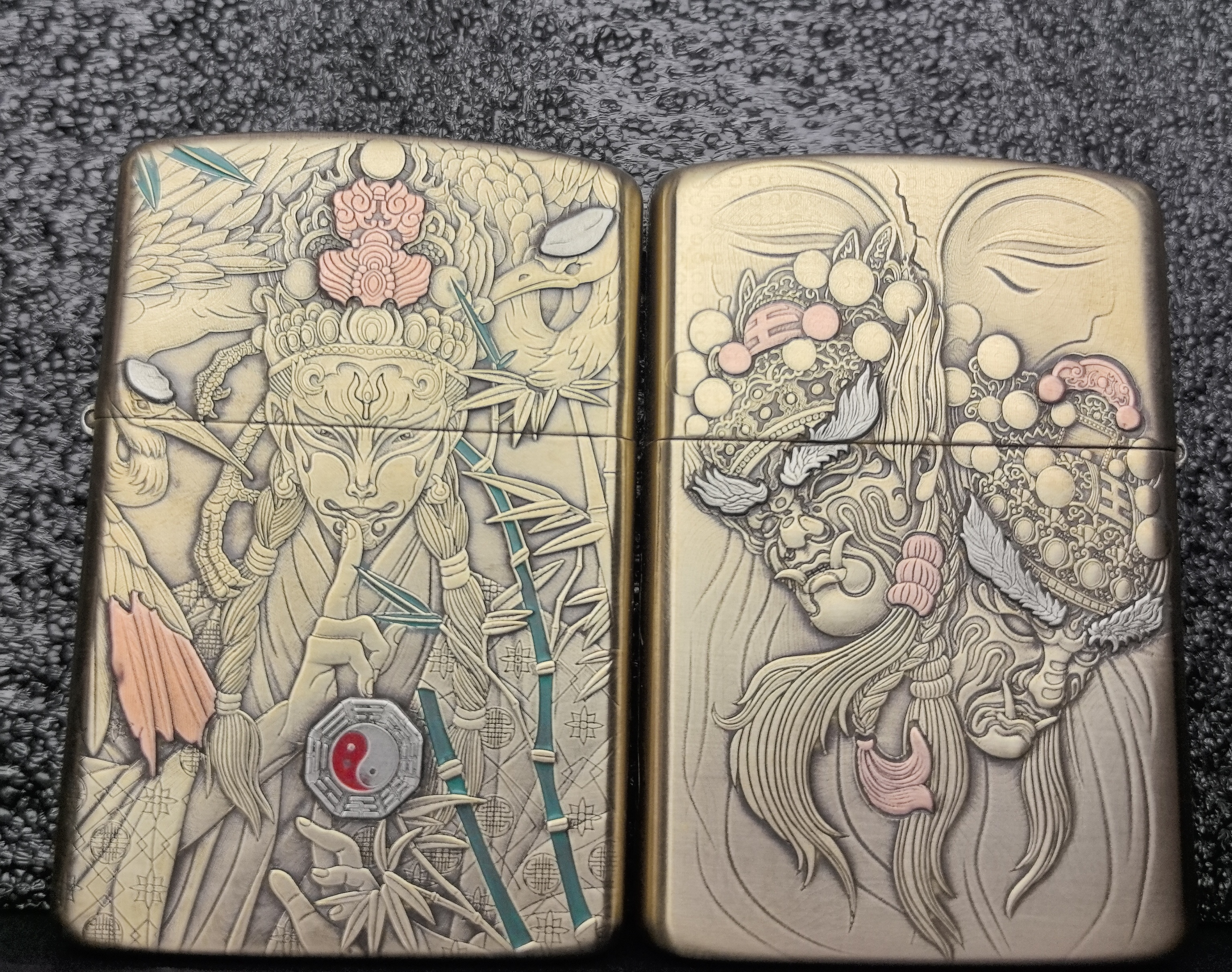 ZORRO2代902S盔甲(白鹤童子)浮雕镶嵌高档煤油打火机[欣琪工作室]