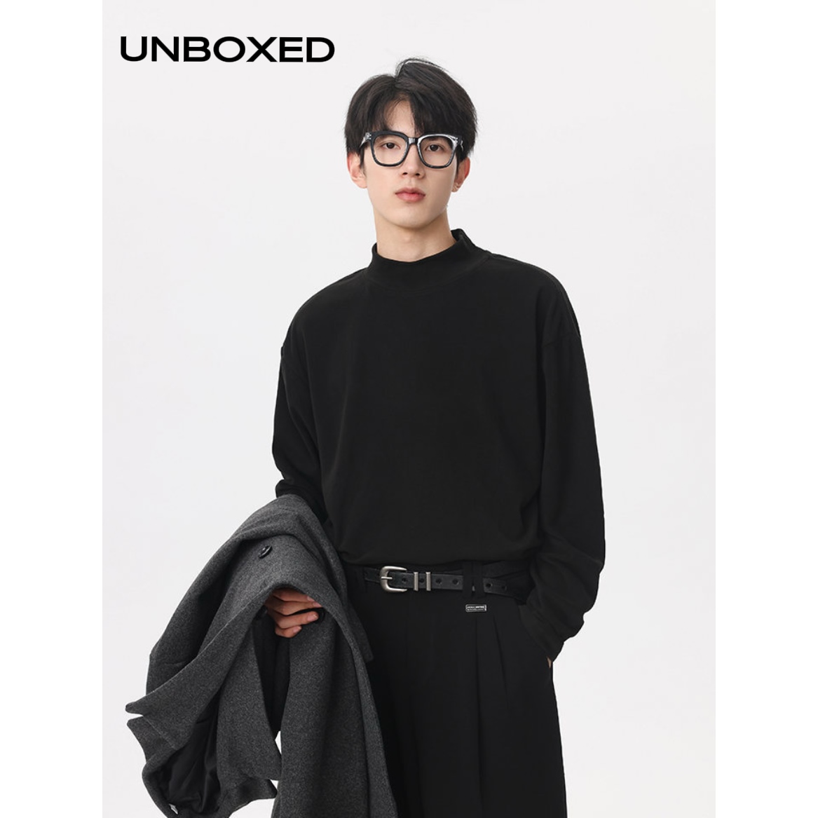 UNBOXED德绒卫衣男女新款秋冬季半高领上衣内搭保暖打底衫毛衣