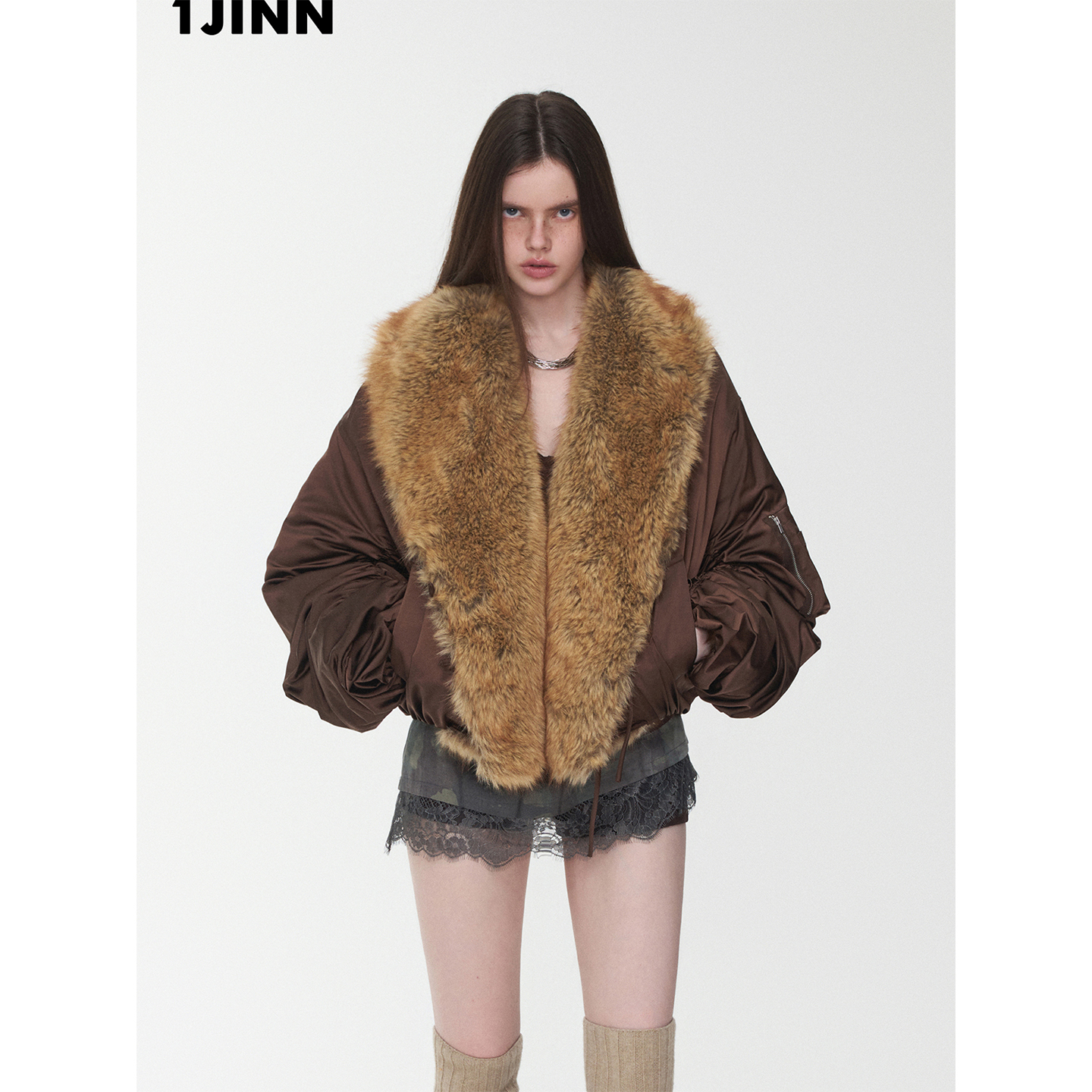 【达人专属】1JINN STUDIO 复古翻领工装风宽松夹克毛外套