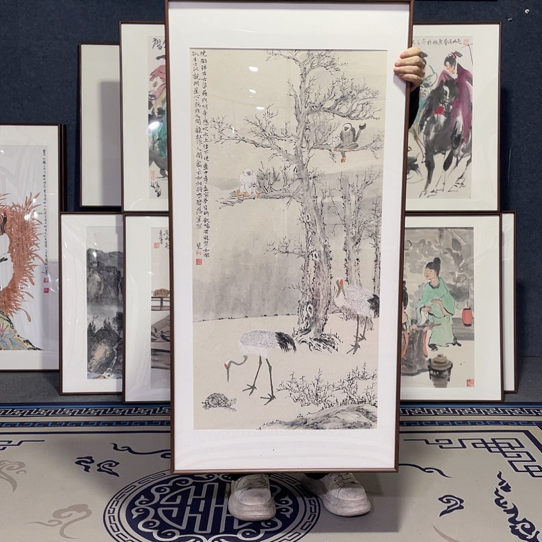 国画手绘画作品带框60/120