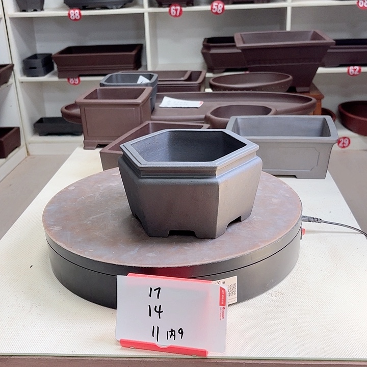 紫砂花盆束口六方