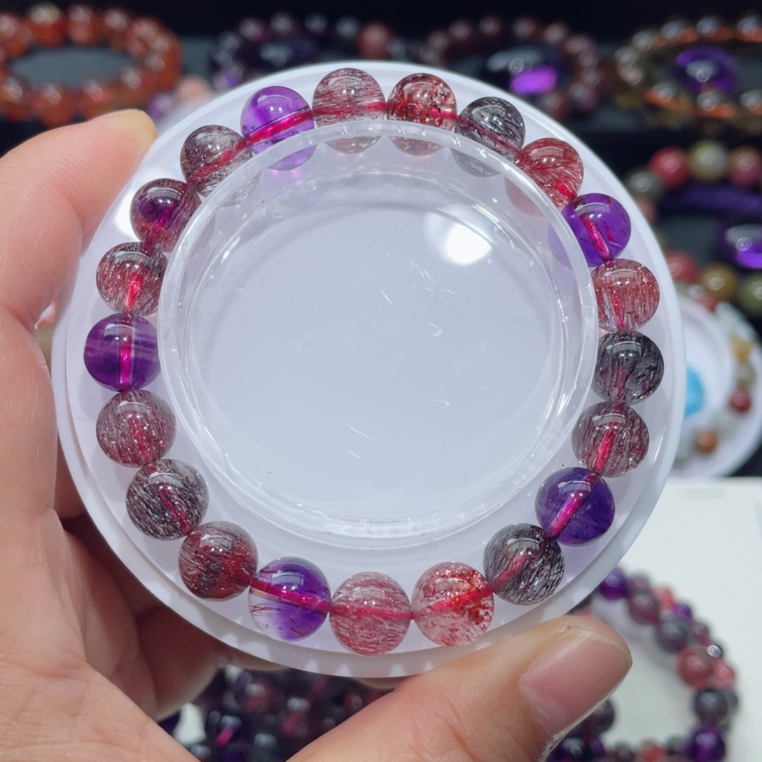 水晶手链未镶嵌超七手链，晶体通透