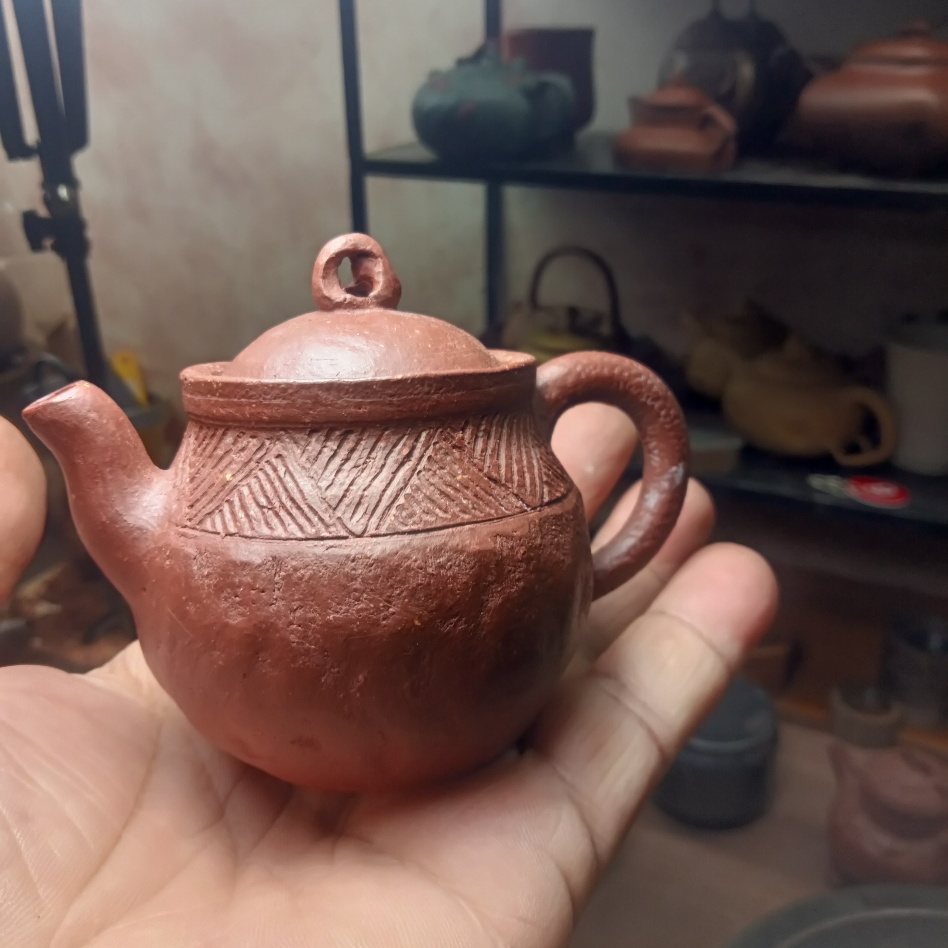 原矿紫降坡泥手捏壶